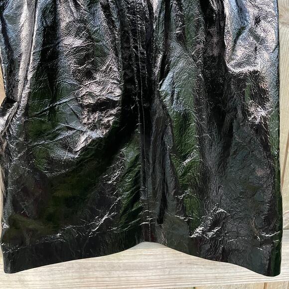 Pinko The Mall Mini Skirt Sheep Leather A-Line Satin Lined Party Black Size 2 - Picture 6 of 10